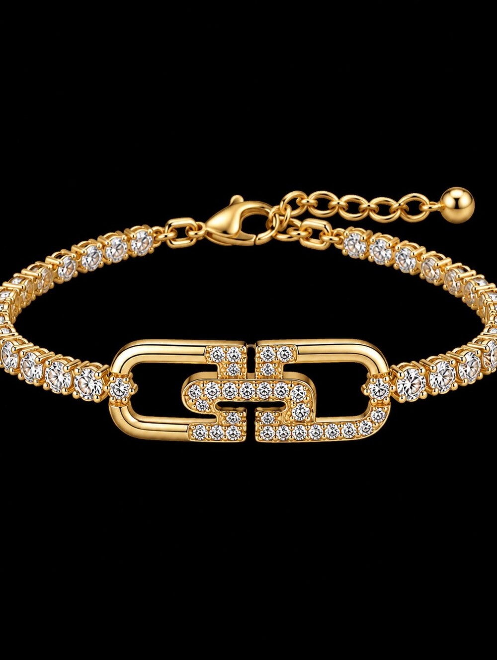 22kgp Dubai Jewelry Gold-Tone Pave Link Bracelet - Women Jewelry